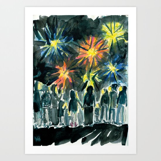 We held hands and watched the fireworks Art Print