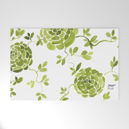 green zinnias by cocoblue Welcome Mat