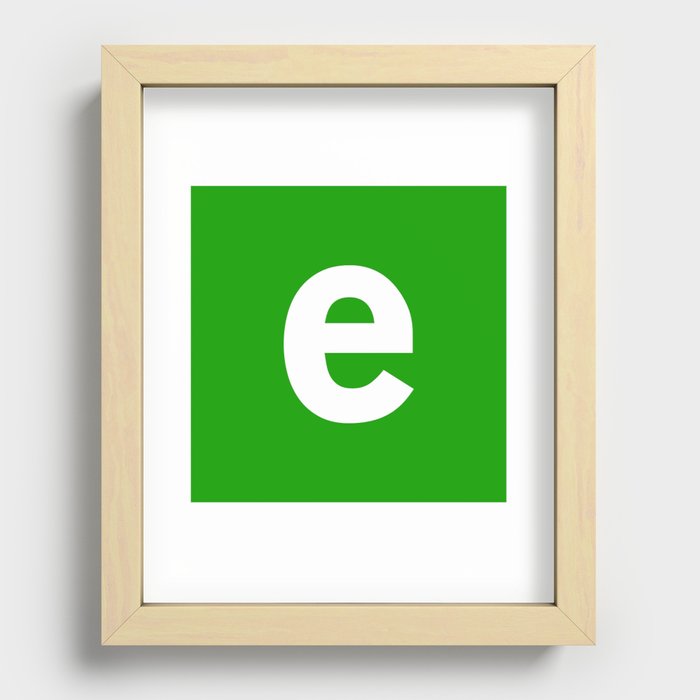 letter E (White & Green) Recessed Framed Print