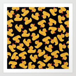 Rubber Duck pattern Design - black Art Print