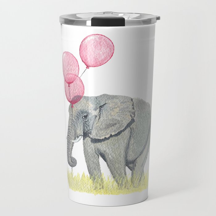 Elephant with Balloons Travel Mug