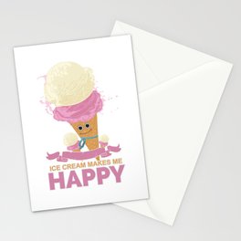 Ice Cream Makes Me Happy Stationery Card