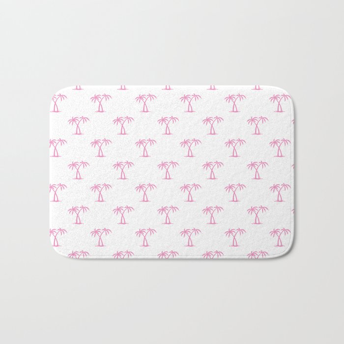 Pink Palm Trees Pattern Bath Mat