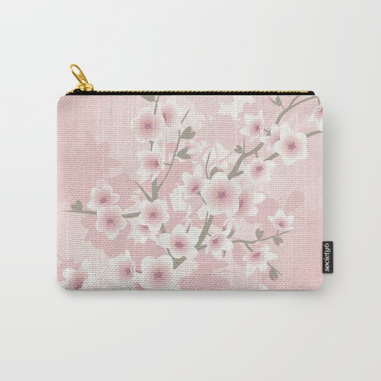 Vintage Floral Cherry Blossom Carry-All Pouch