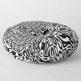 Black  and white psychedelic optical illusion Floor Pillow
