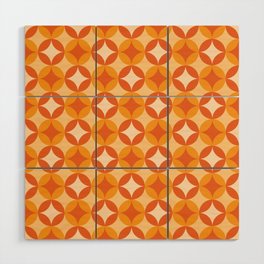 Orange Four Leaf circle tile geometric pattern. Digital Illustration background Wood Wall Art