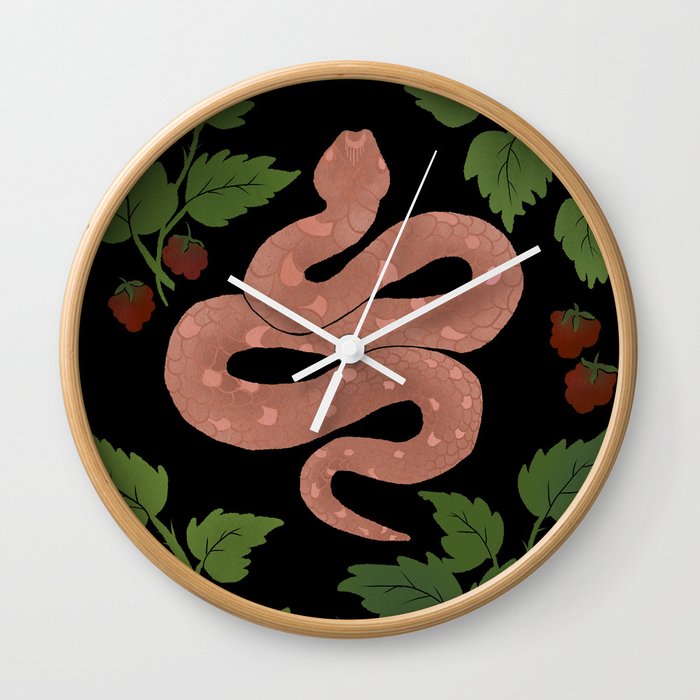 Snake Charm in Charcoal Rose Wall Clock