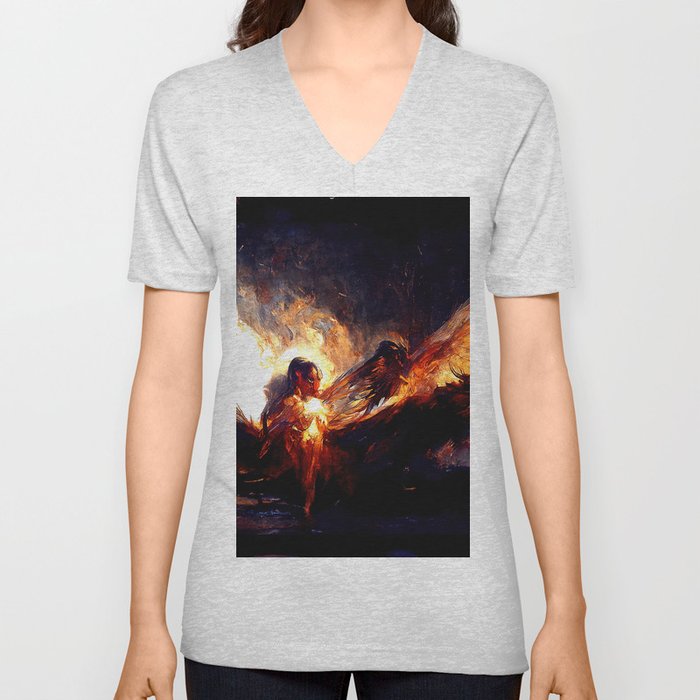 Angelic Fire V Neck T Shirt