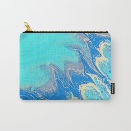 Golden Rage of Blue Abstract Waves Carry-All Pouch