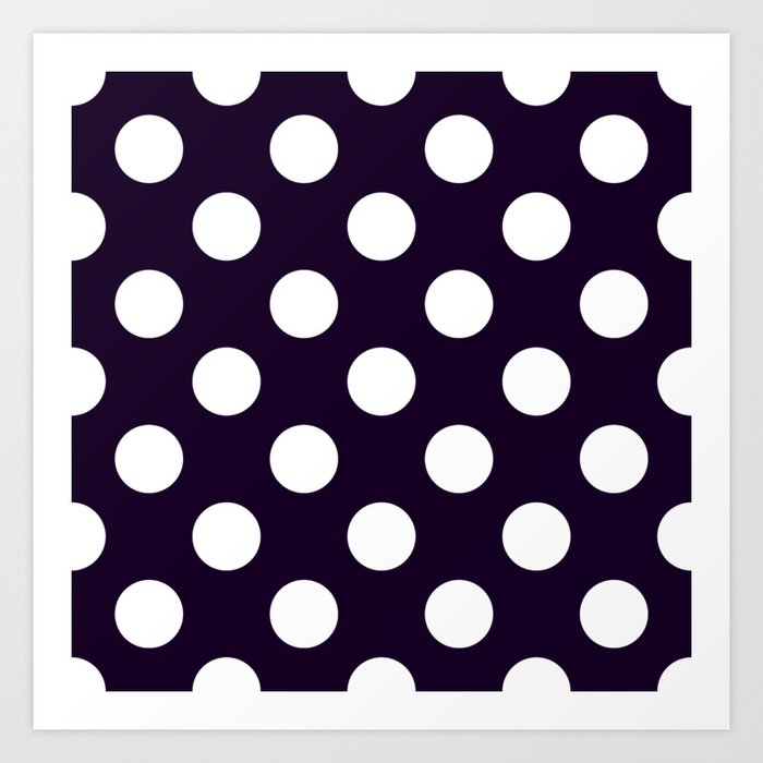 Geometric Candy Dot Circles - White on Black Art Print