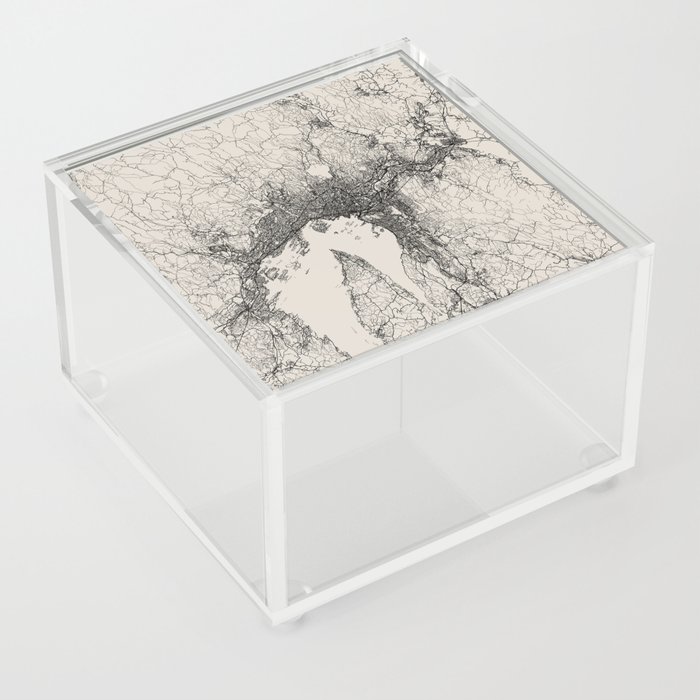 Oslo - Norway - Black & White Map Illustration Acrylic Box