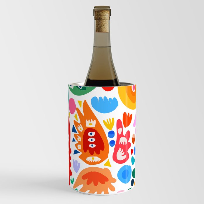 Spring Gouache Cut Out Joyful Abstract Pattern Design  Wine Chiller
