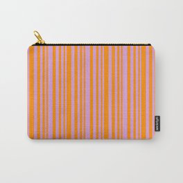 [ Thumbnail: Plum and Dark Orange Colored Striped/Lined Pattern Carry-All Pouch ]