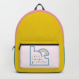 Be Calm Be Happy Be Grateful. Typography design with rainbow  Backpack | Calm, Thinking, Concept, Kindness, Typography, Graphicdesign, Inspirational, Arch, Rainbow, Minimalist 