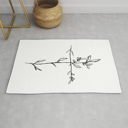 Twig Cross, A Simple Floral Black Cross Rug