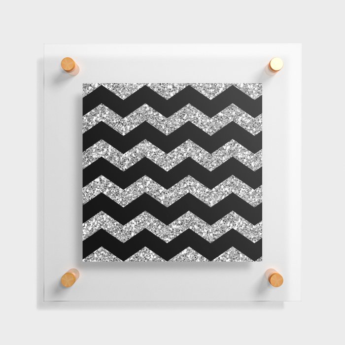 Modern Black And Silver Zigzag Chevron Pattern Floating Acrylic Print