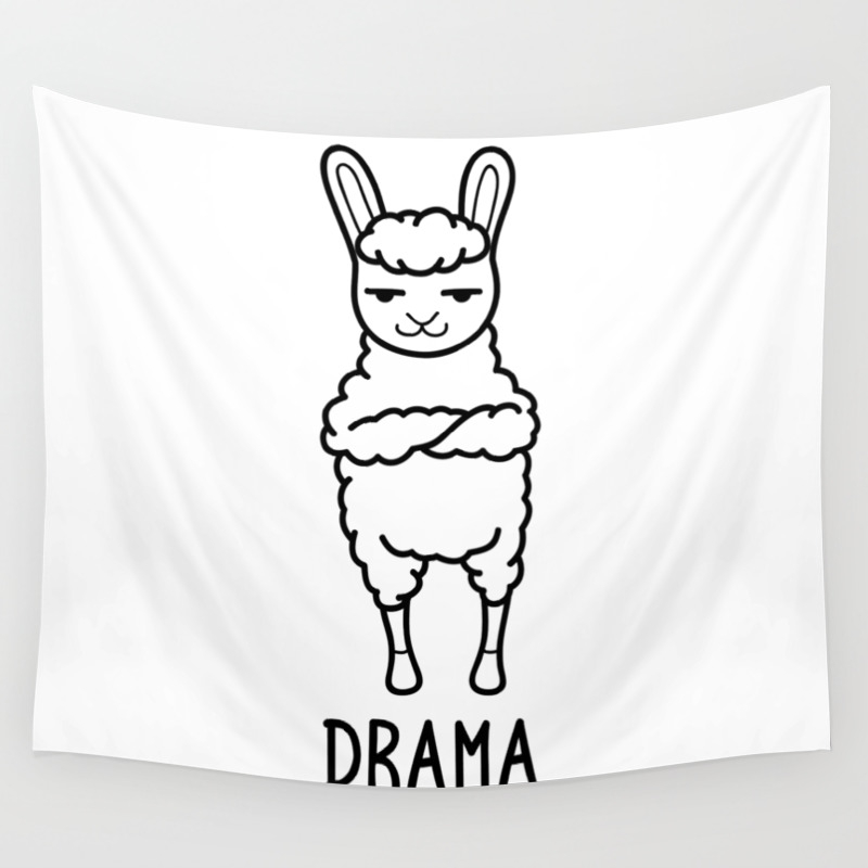 Drama Shirt Funny Llama Alpaca Pun Wordplays Gift Wall Tapestry By