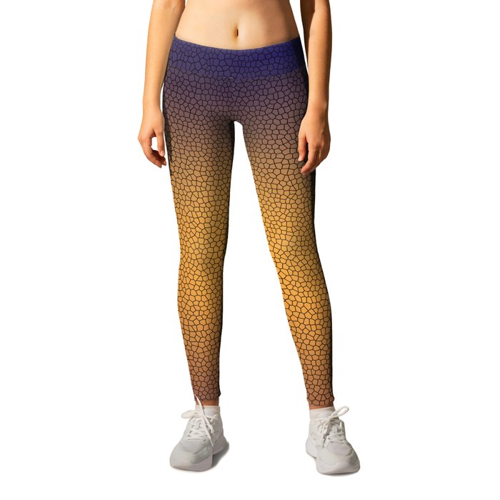 Blue and Yellow Texture Leggings