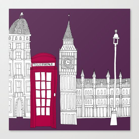 Night Sky // London Red Telephone Box Canvas Print