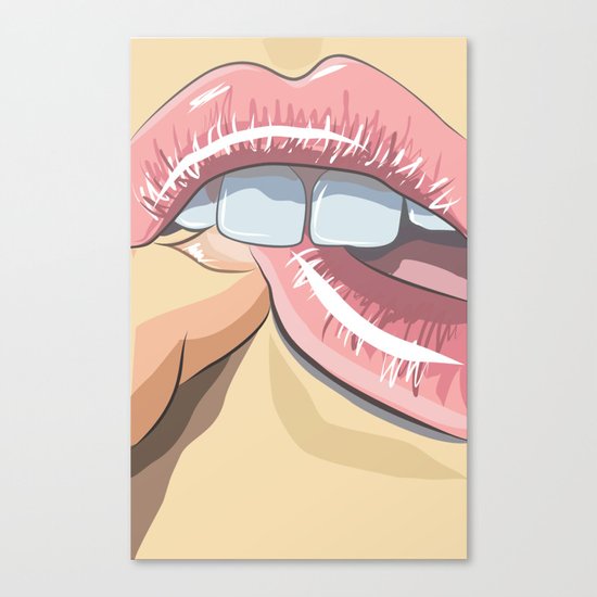 Lips with finger Canvas Print