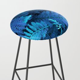 Crazy colored nature serie: blue fern leaves Bar Stool