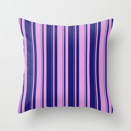 [ Thumbnail: Midnight Blue and Plum Colored Striped/Lined Pattern Throw Pillow ]