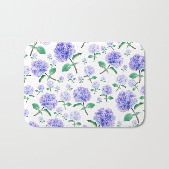 purple blue hydrangea pattern Bath Mat