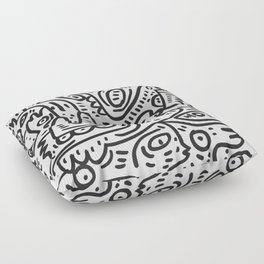 Graffiti Black and White Monsters are waiting for Halloween Floor Pillow