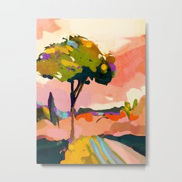 sundown with tree landscape Metal Print | Painting, Art, Acrylic, Nature, Lalunetricotee, South, Modern, Anarutbre, Oil, Digital 