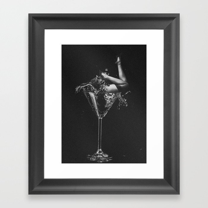 Cocktail Black and White Framed Art Print
