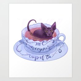 Not everyone's cup od tea - Blue Cup - Brown Hairless Sphynx Art Print
