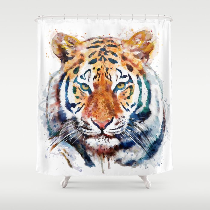 Tiger Head watercolor Shower Curtain