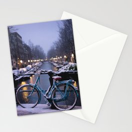 Amsterdam Bike in the Snow Stationery Cards