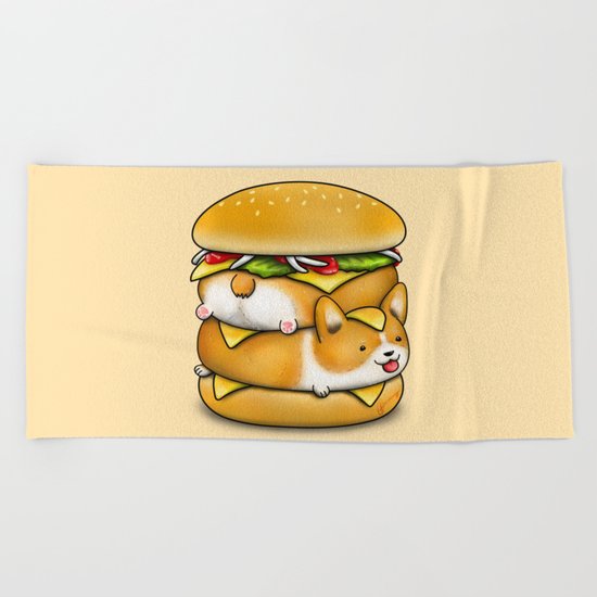 Double Corgi Pounder Beach Towel