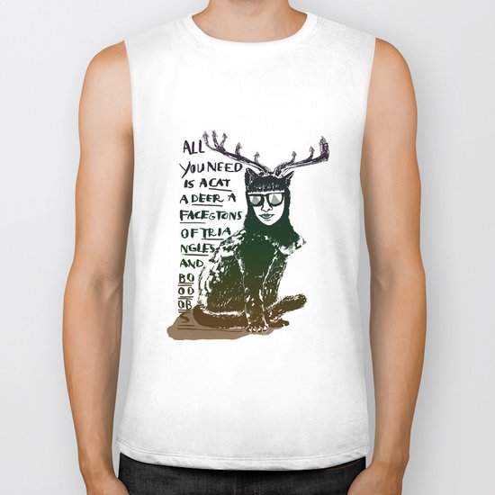 Hipster Cat giving Smart Advice Biker Tank