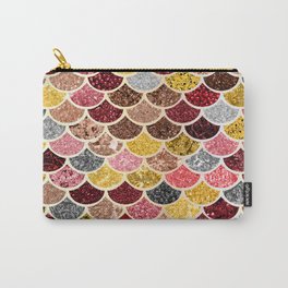 Glitter Gold, Pink and Red Mermaid Scales Pattern Carry-All Pouch