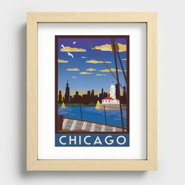 Chicago Art Deco Sail Travel Poster Recessed Framed Print