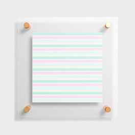 Geometrical pastel pink blue ivory stripes Floating Acrylic Print