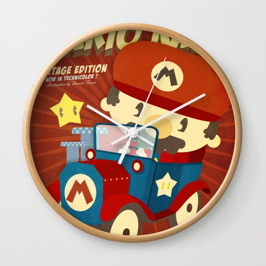 mario kart vintage Wall Clock
