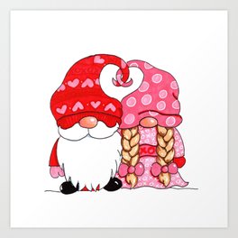 Cute Valentine's Day Gnomes Art Print