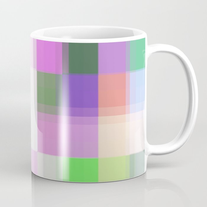 geometric pixel square pattern abstract background in pink green purple Coffee Mug