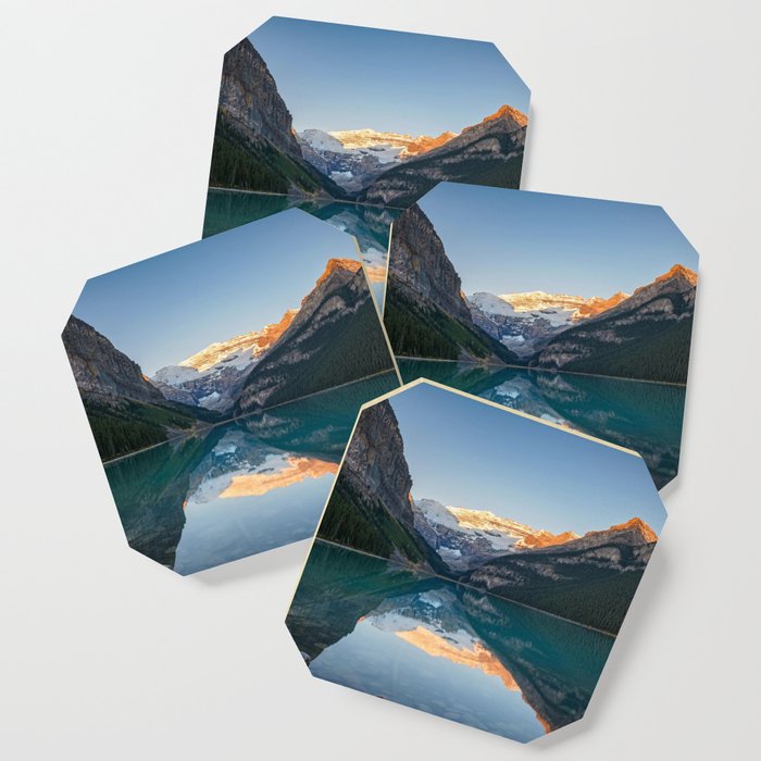 Lake Louise Sunrise Reflection Banff Canada Mountains Landscape Coaster