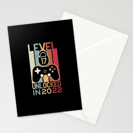 Level 17 unlocked in 2022 gamer 17th birthday gift Stationery Card