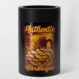 Authentic BBQ Grill Grunge Illustration Can Cooler