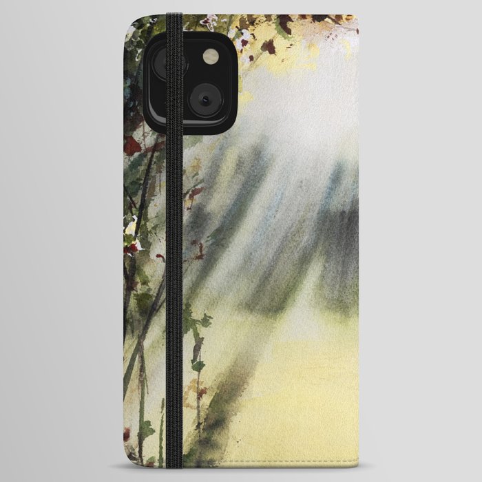 Cottage in Woods Watercolour Painting iPhone Wallet Case