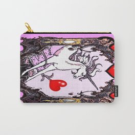 Valentine Unicorn of red Hearts  Carry-All Pouch
