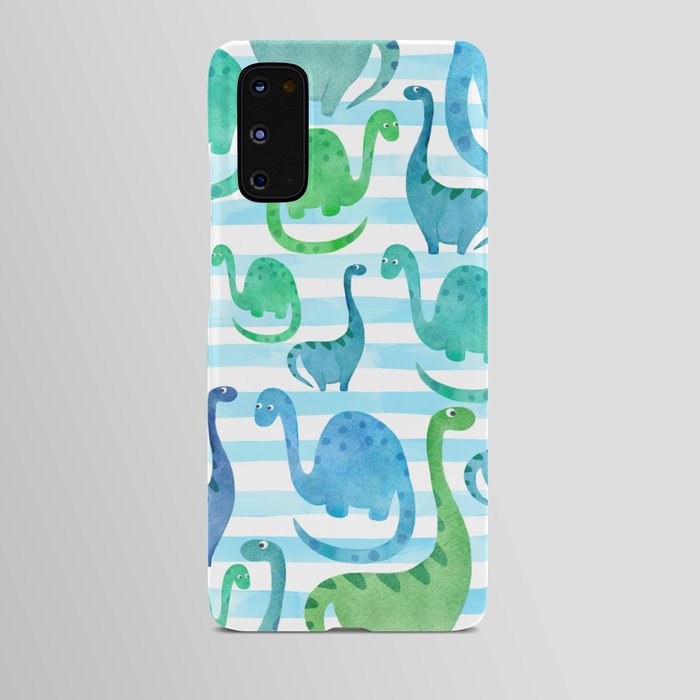 Watercolor Dinosaur Stripe Blue Android Case