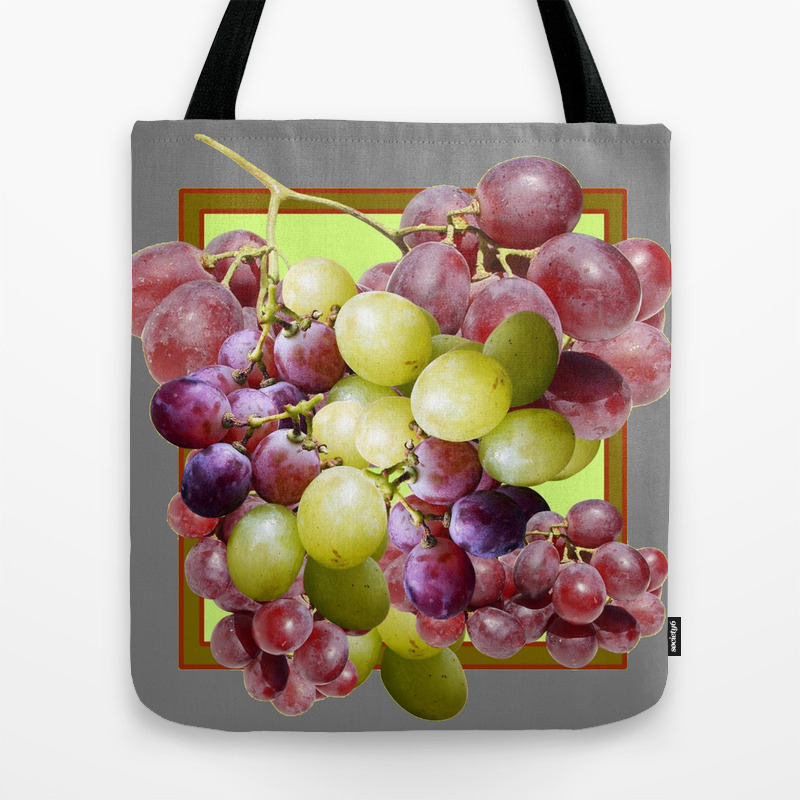 Decorative Purple Green Grape Cluster Design Tote Bag