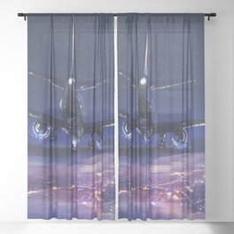 Nighttime Airplane Sheer Curtain