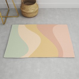 Abstract Color Waves - Neutral Pastel Area & Throw Rug